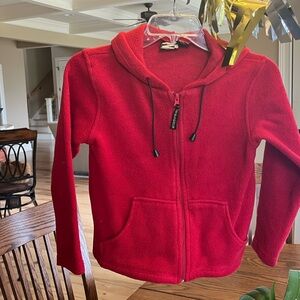 Cozy Red Fleece Hooded Zip Jacket